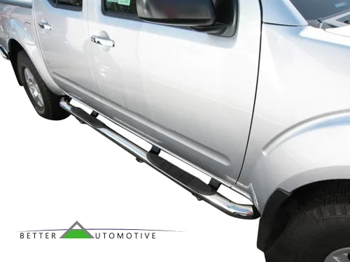Vista 2 de Estribos laterales compatibles con Nissan Frontier Crew Cab 2005-2026 / Suzuki Equator Crew Cab 2005-2012 - Barras laterales de acero inoxidable