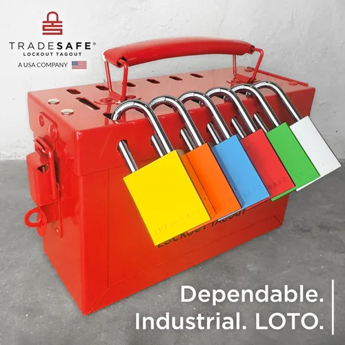 Vista 6 de TRADESAFE Juego de cerraduras de bloqueo y etiquetado – 10 cerraduras de aluminio azul, candados de bloqueo con llave igual, 2 llaves por candado