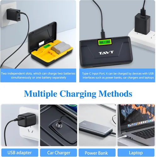 Vista 8 de 2 baterías EN-EL15 EN-EL15C EN-EL15b de 2280mAh y cargador rápido PD20W+ranuras para tarjetas SD, para Nikon Z6 Z6II Z6iii Z7 Z7II Z8 D7500 D7000