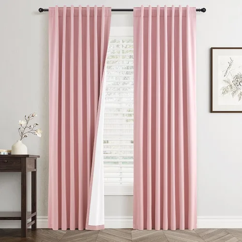 Vista 33 de Jowels - Cortinas opacas con pestaña trasera color beige cálido de 84 pulgadas de largo, 2 paneles para sala de estar y dormitorio, color beige