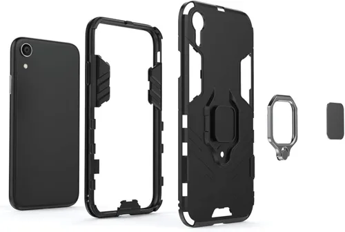 Vista 5 de LuluMain Compatible con iPhone XR, soporte de anillo de metal, a prueba de golpes, carcasa rígida (funciona con soporte magnético para automóvil)