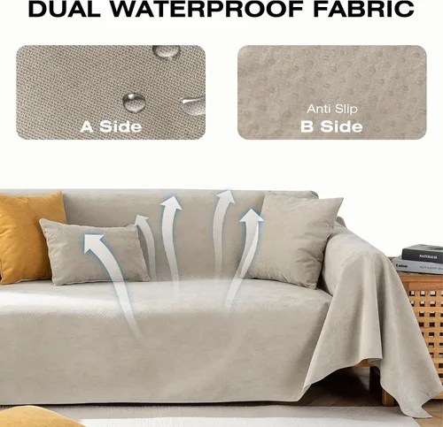 Vista 9 de STACYPIK Funda de sofá impermeable para perros y gatos, antideslizante, color caqui, para mascotas, resistente al agua, protector de muebles