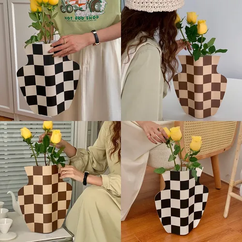Vista 8 de Jarrón de papel hecho a mano para flores, moderno florero para centros de mesa, jarrón impermeable para decoración del hogar, sala de estar