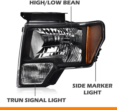 Vista 5 de G-PLUS Conjunto de faros delanteros, compatible con F150 2009 2010 2011 2012 2013 (no compatible con estilo LED, solo se ajusta sin estilo LED)