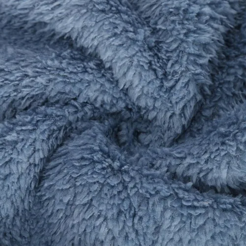 Vista 5 de Sudadera Sherpa para mujer, cuello redondo, forro polar, cálida, peluda, con bolsillo tipo canguro