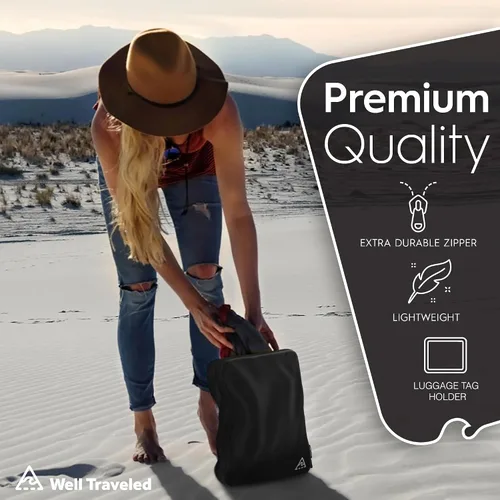 Vista 2 de Cubos de embalaje de compresión de lujo de 8 piezas para viajes, maximiza el espacio en el equipaje con diseño HybridMax de doble capacidad, bolsas
