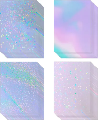 Vista 14 de 36 hojas de papel adhesivo holográfico transparente autoadhesivo, hojas laminadas 8.5x11 Inch Transparent Cold Self-Adhesive Laminating Waterproof