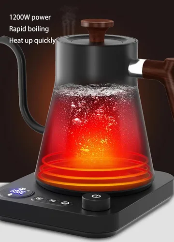 Vista 8 de Hervidores eléctricos, hervidor eléctrico de cuello de cisne, control de temperatura de ± 1 ℉, interior de acero inoxidable, calentamiento rápido