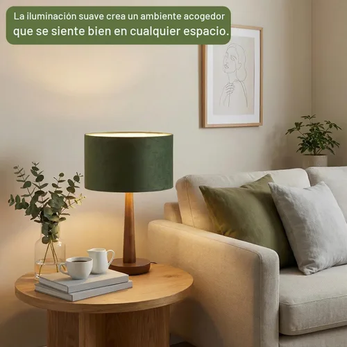 Vista 8 de Lámpara de mesa de 18.5 pulgadas para sala de estar, lámparas de escritorio de madera de nogal modernas regulables para dormitorio, lámpara