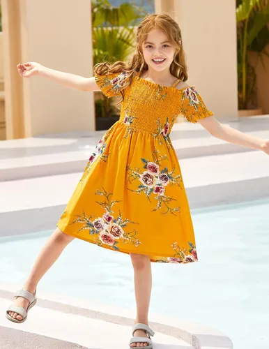 Vista 5 de Arshiner Vestido casual de verano floral sin mangas para niñas de 4 a 13 años
