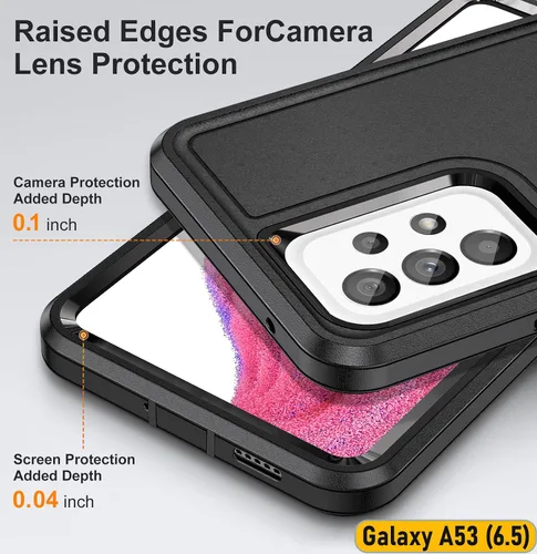 Vista 3 de La funda está especialmente diseñada para Galaxy A53 (5G) de 6.5 pulgadas, protección de cuerpo completo, resistente absorción de golpes, goma