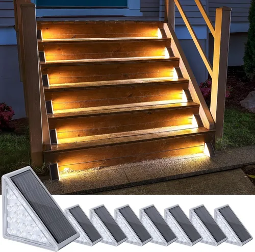 Vista 28 de NIORSUN Luces solares, impermeabilidad IP67, encendido/apagado automáticos, para escalones exterior, escalera, patio, porche, puerta delante, acera