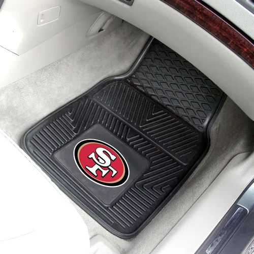 Vista 2 de FANMATS 8902 San Francisco 49ers - Juego de 2 alfombrillas de vinilo resistentes para automóvil, alfombrillas de fila delantera, protección