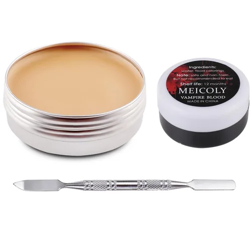 Vista 10 de MEICOLY Látex líquido blanco transparente con esponja para maquillaje de hilo de madera, disfraz de Halloween SFX efectos especiales maquillaje