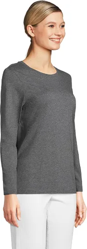 Vista 4 de Lands' End Camiseta de manga larga, cuello redondo y holgada, de algodón Supima, para mujer