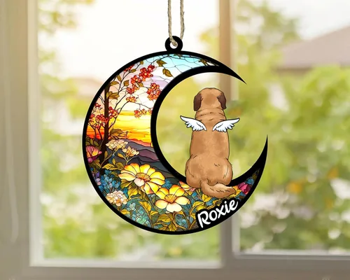 Vista 409 de LOVELYPOD Adorno de Navidad personalizado para perro Basset Hound (marrón) Basset Hound (marrón) adorno para atrapasoles de perro, razas de perros
