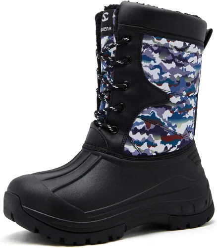Vista 8 de Botas de nieve impermeables de invierno para niños con aislamiento para clima frío negro 7768