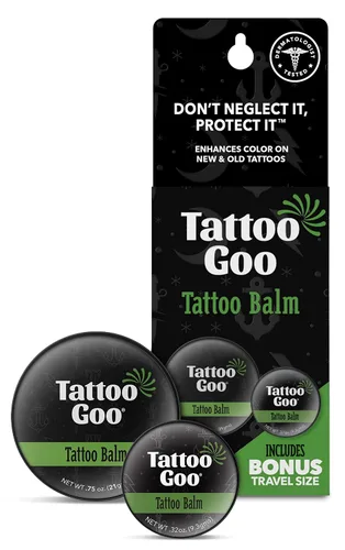 Vista 6 de Tattoo Goo Original Tamaño de Viaje para Cuidado de Tatuajes, Bálsamo Natural para Tatuajes con Cera de Abejas y Manteca de Cacao, Ungüento Calmante