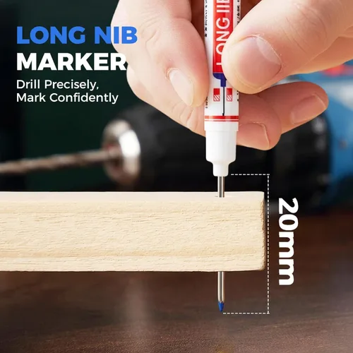Vista 3 de 5PCS Long Head Deep Hole Markers, 45MM Long Nib Oil Ink Carpenter Pen 45MM Black