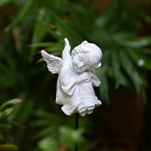 Vista 4 de OwMell Juego de 2 Estacas Decorativas de Jardín con Ángeles, Pequeños Adornos de Ángeles de Hadas para Jardín, Estatua Conmemorativa de Ángel