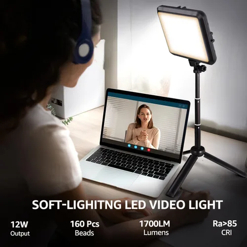 Vista 2 de NiceVeedi Kit de iluminación LED para fotografía, paquete de 2 luces de video portátiles de 8 pulgadas con soporte de trípode ajustable de 29 7.9 in