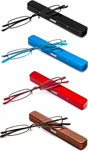 Vista 18 de Lentes de lectura ultra pequeños para hombres y mujeres, lectores de bolsillo delgados con clip para bolígrafo, carcasa de metal, bisagra