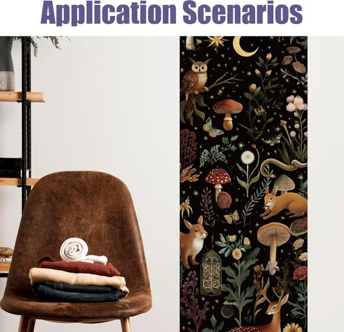 Vista 4 de PLIGREAT 15 tiras de calcomanías de animales del bosque negro para escaleras, adhesivas y autoadhesivas, para peldaños de escaleras, decorativas