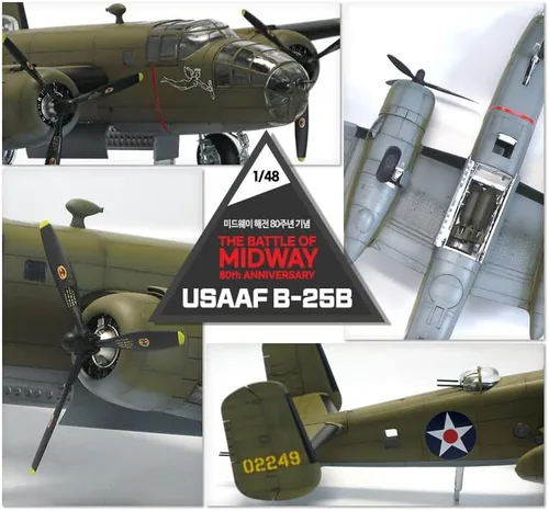 Vista 5 de Academy Hobby - Kits de modelos de plástico a escala 1/48 USAAF B-25B (La batalla de Midway 80 aniversario)
