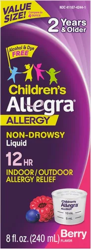 Vista 10 de Allegra Líquido para aliviar la alergia de 12 horas para niños, sin somnolencia, medicamento antialérgico para interiores y exteriores, 30 mg