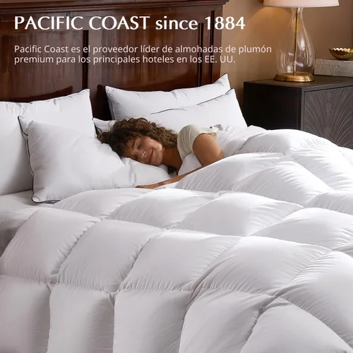 Vista 6 de Almohada de cama Pacific Coast, Colección Hotel de plumas de ganso y plumón para dormir, diseño de 3 cámaras, soporte medio, tamaño estándar