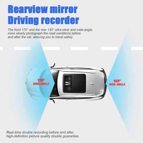 Vista 7 de Cámara de salpicadero para autos, espejo retrovisor de seguridad, cámara de 4,3 pulgadas Full HD 1080P, espejo retrovisor inteligente para autos