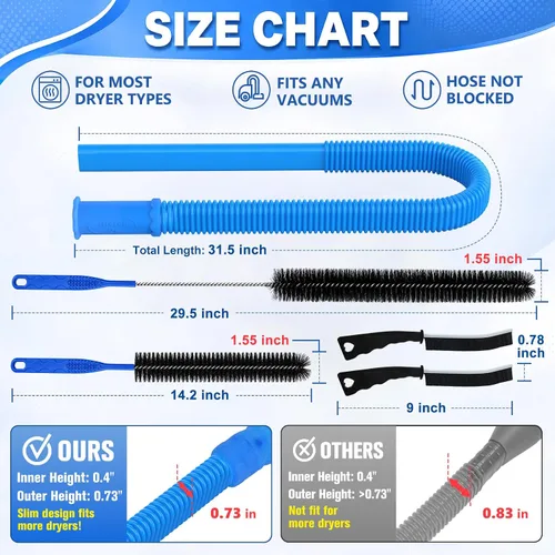 Vista 5 de PetOde Kit de limpiador de ventilación para secadora, accesorio para Azul
