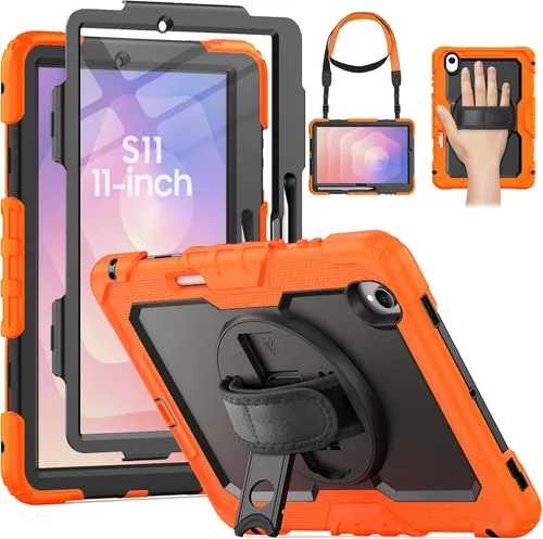 Vista 15 de HXCASEAC Funda para Samsung Galaxy Tab S11 (2025) de 11 pulgadas, diseño a prueba de golpes con protector de pantalla/correa de mano/soporte para S