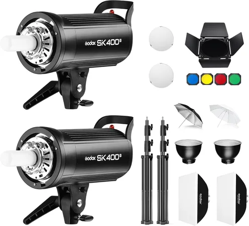 Vista 12 de Godox 2 x SK300II Studio Flash Strobe Kit: 2.4G 600Ws Speedlite Flash Monolight con soporte Bowens para fotografía de estudio, fotografía