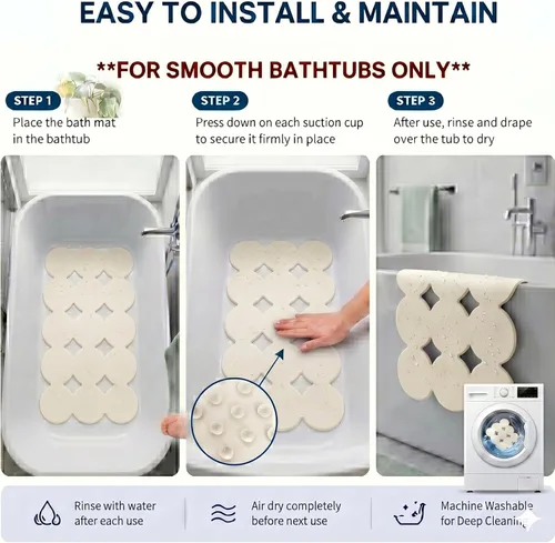Vista 7 de Webos Tapete Antideslizante Patentado para Bañera Tapetes de Ducha y Baño con Ventosas Fuertes Goma Natural Suave Resistente Agarre Superior