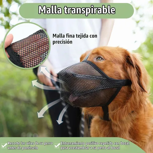 Vista 3 de Mayerzon Bozal para Perro, Bozal de Malla Suave para Perros Pequeños, Medianos y Grandes Antimordida y Antibusqueda, Protector de Boca Ajustable