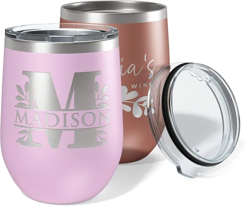 Vista 12 de Regalos para el Día de la Madre para mamá, vaso de vino personalizado con tapa, 12 onzas, negro, regalos personalizados para mujeres, vasos aislados