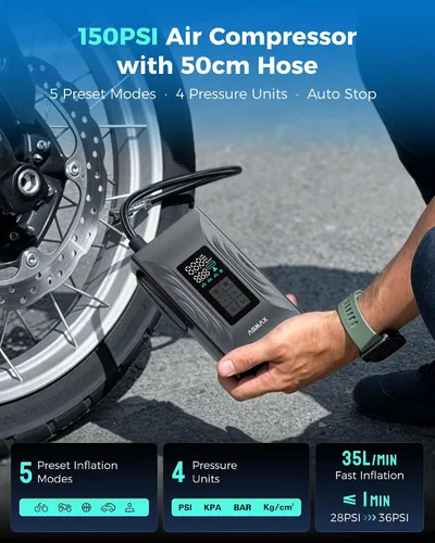 Vista 3 de ASMAX Arrancador de salto T20 7-en-1 con compresor de aire, caja de salto