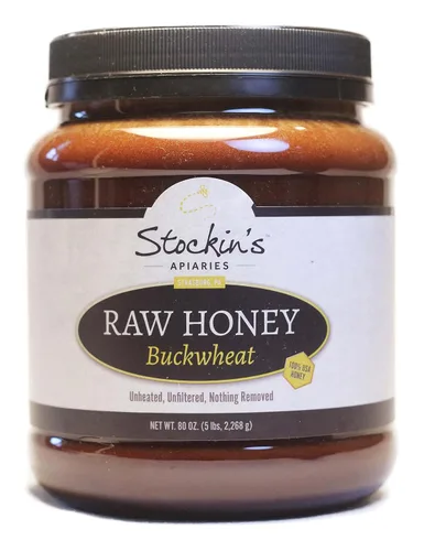 Vista 8 de Stockin's Apiaries Miel de trigo sarraceno cruda, sin calentar, sin filtrar y nutritiva, 10 onzas.