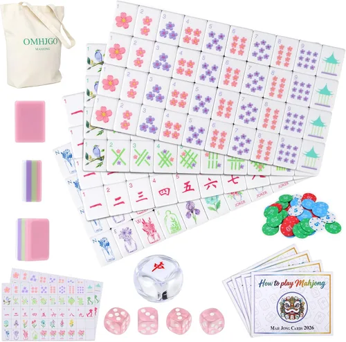 Vista 11 de Juego de azulejos de Mahjong americano de 4 capas para amantes de Púrpura pálido-2