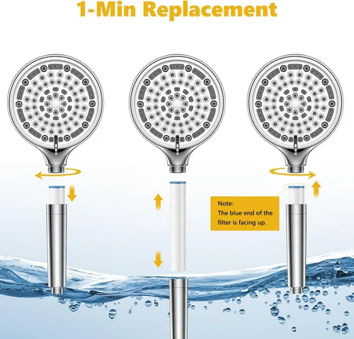 Vista 6 de B56116CP - Cartucho de repuesto para cabezal de ducha de mano, filtros suavizantes de agua para agua dura, elimina cloro y sustancias nocivas