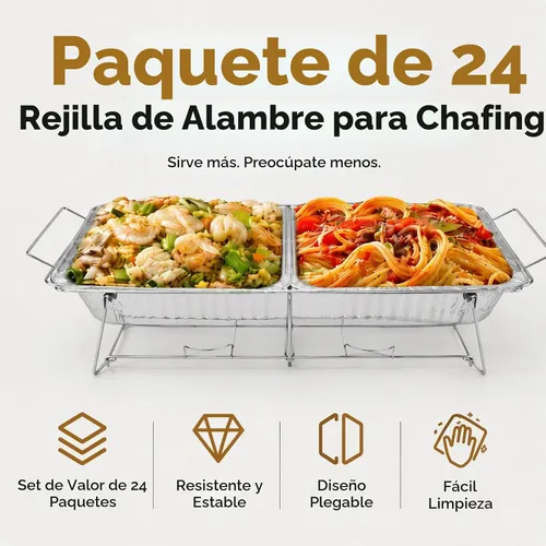 Vista 2 de Paquete de 24 soportes para bufé de alambre para rozar, 20 x 12 pulgadas
