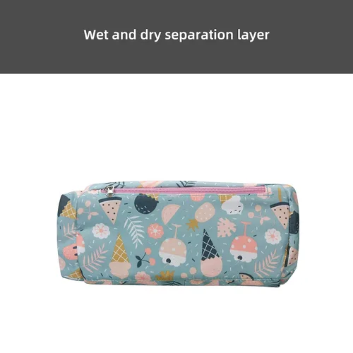 Vista 7 de Bolsa de pañales impermeable para mamá y papá, bolsas de viaje medianas multifunción (postre de dibujos animados)