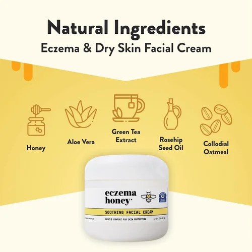 Vista 2 de ECZEMA HONEY Limpiador facial de avena - Crema facial calmante - Paquete para pieles sensibles y secas - Libre de crueldad