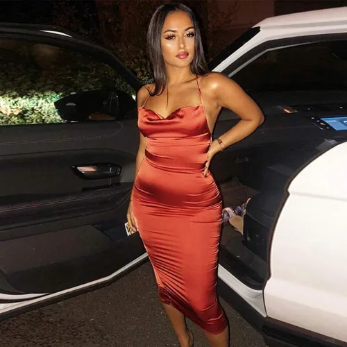 Vista 4 de Dressesfor Women 2022 Wedding Guest Camisole Open Back Women's Ladys Sleeveless Dress Dress Low-Cut Club Slim Sexy