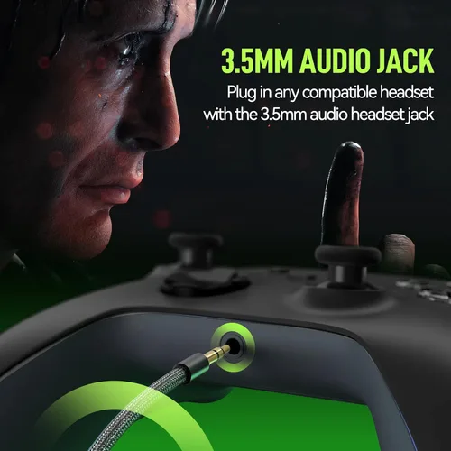Vista 5 de JORREP Xbox Controller inalámbrico para Xbox One, Xbox One SX, consolas Xbox Series XS, PC Windows, adaptador inalámbrico de 2.4 GHz con auriculares