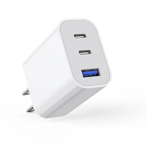 Vista 14 de Paquete de 2 bloques de cargador para iPhone 17, bloque de cargador USB C de 35 W y 3 puertos de carga rápida, enchufe de pared multipuerto USB C