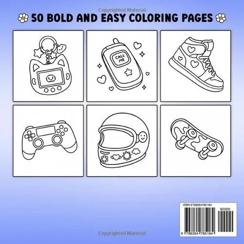 Vista 2 de 90s Nostalgia Bold & Easy Coloring Book Featuring Retro-Themed Designs, Suitable for Adults & Kids (Bold and Easy Coloring Books)