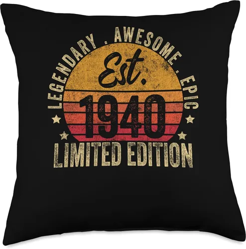 Vista 4 de 83rd Birthday Vintage 83 Year Old Est 1940 Limited Edition Throw Pillow