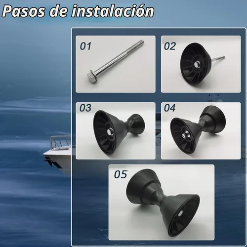 Vista 5 de Ensamblaje de rodillo de campana de arco de remolque de barco de 4 pulgadas con eje de 1/2 pulgada para soporte de 4 pulgadas, poliuretano Negro